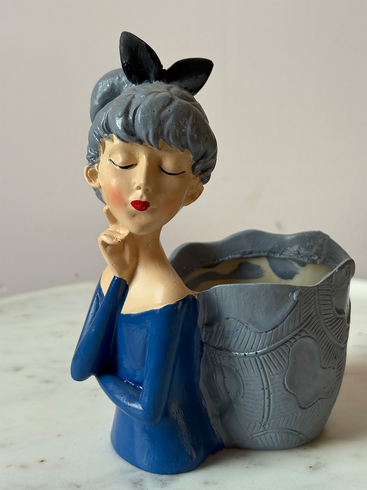Blue Lady Resin Planter