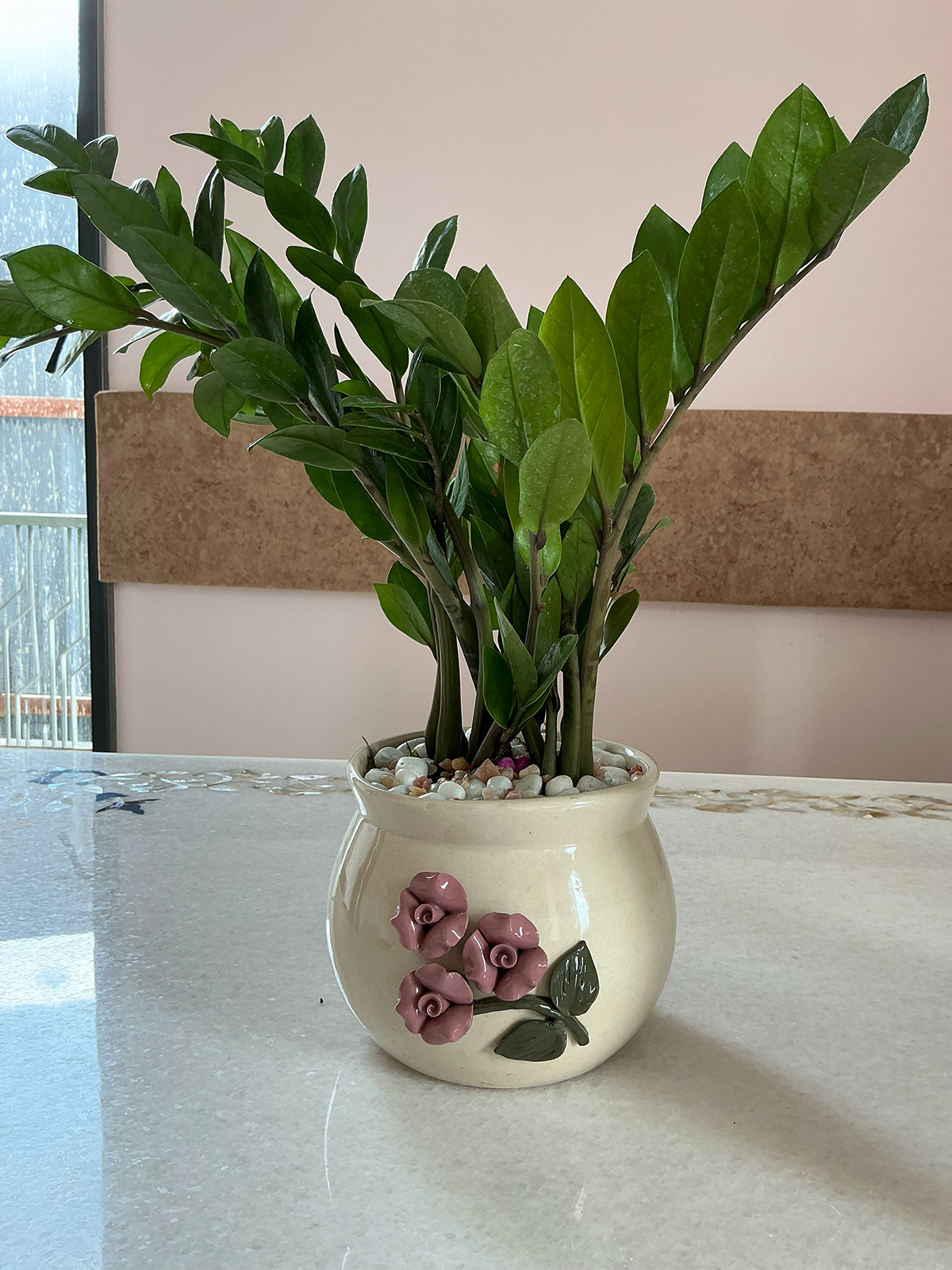 Flower Embossed Ceramic Planter