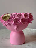 Pink Bloom Face Resin Planter