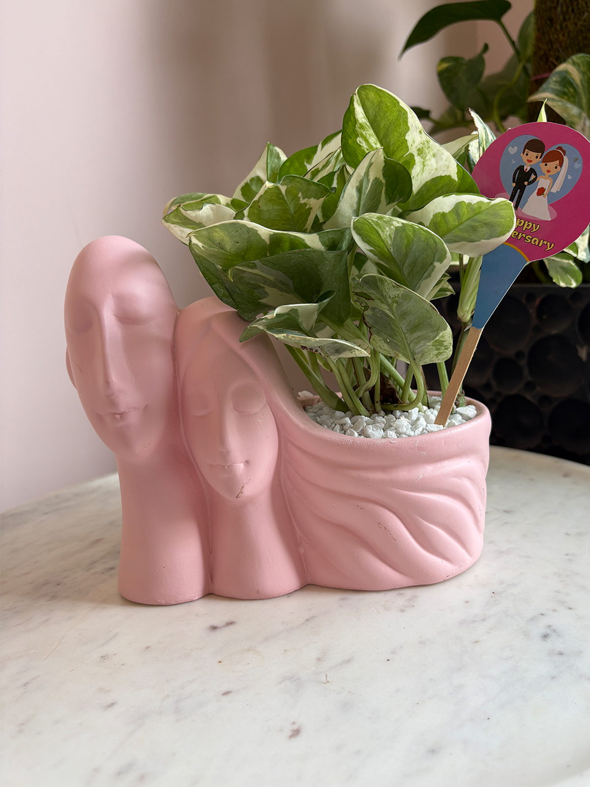 Pink Elephant Resin Planter