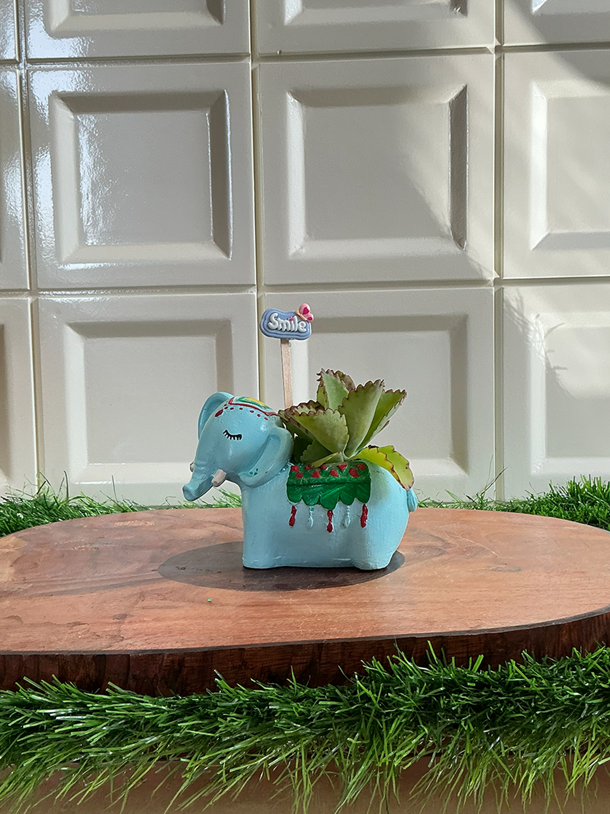 Smiling Elephant Resin Planter