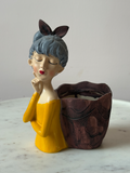 Yellow Lady Resin Planter